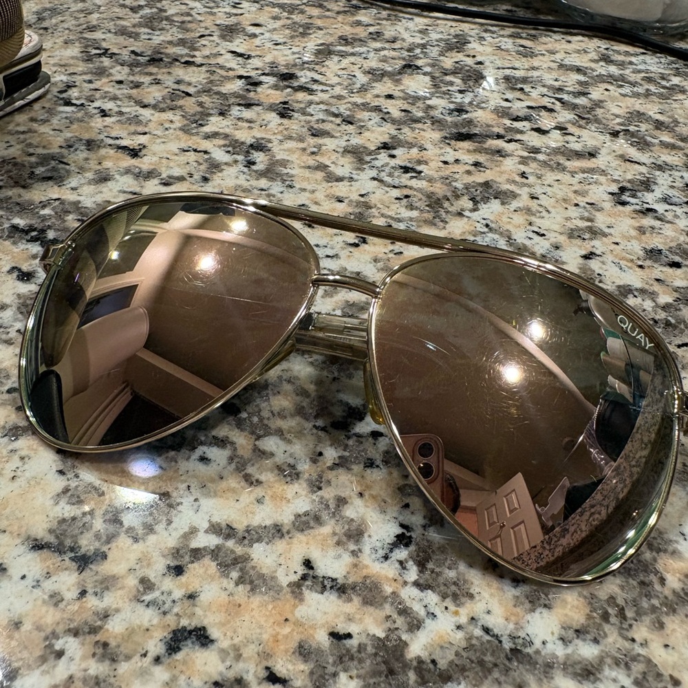 Quay Rose Gold Vivienne Aviator Sunglasses